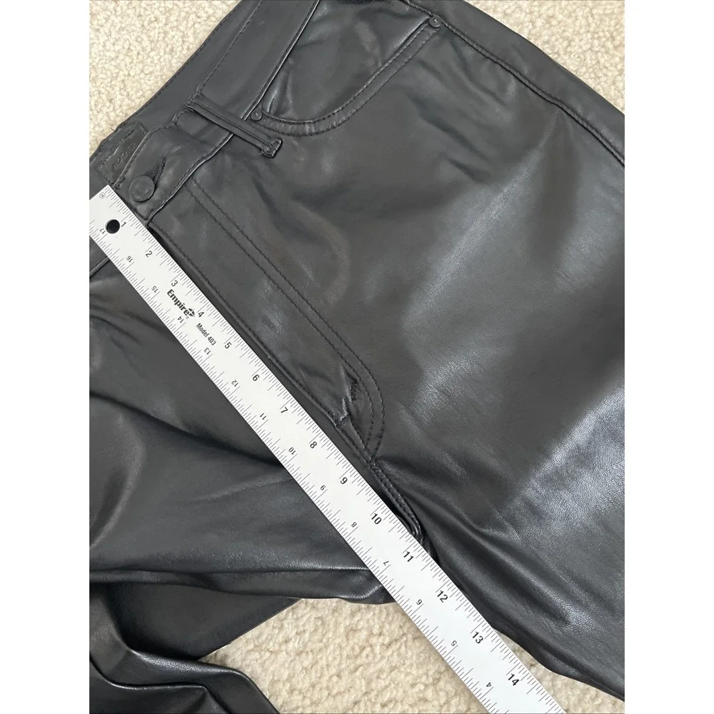 MOTHER Super Swooner Wax On Wax Off Black Faux Leather Pants Size 30